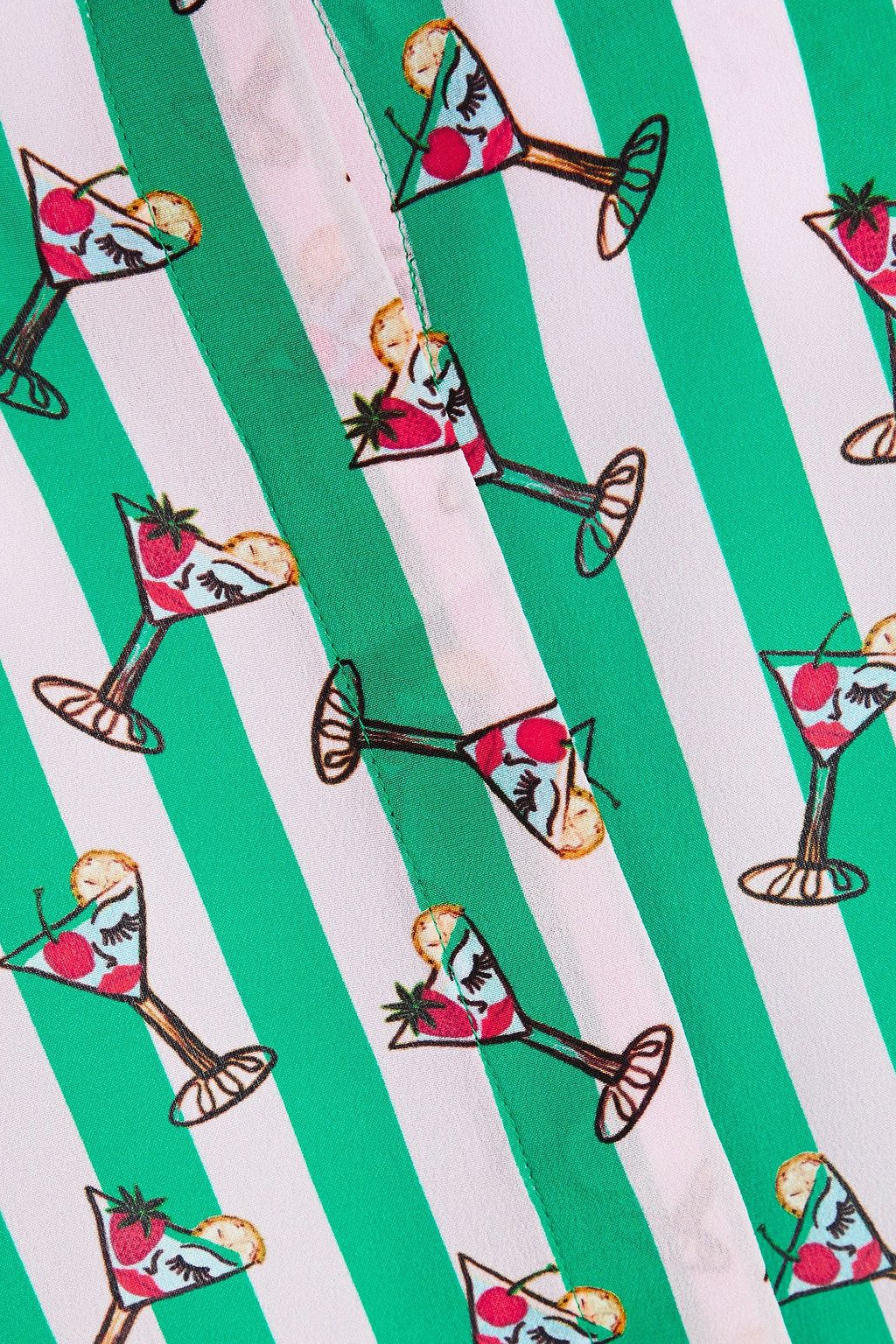 ALICE + OLIVIA シルククレープデシン シャツ プリント入り