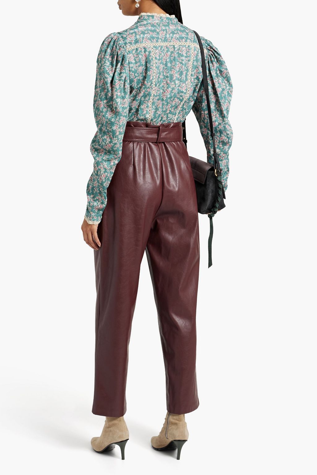 MARANT ÉTOILE Reafi lace-trimmed printed cotton-mousseline blouse