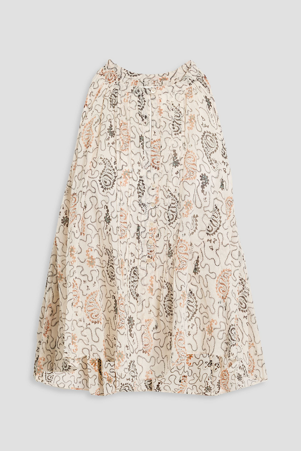 Isabel Marant Étoile Abiti Pleated Printed Cotton-gauze Top In Cream