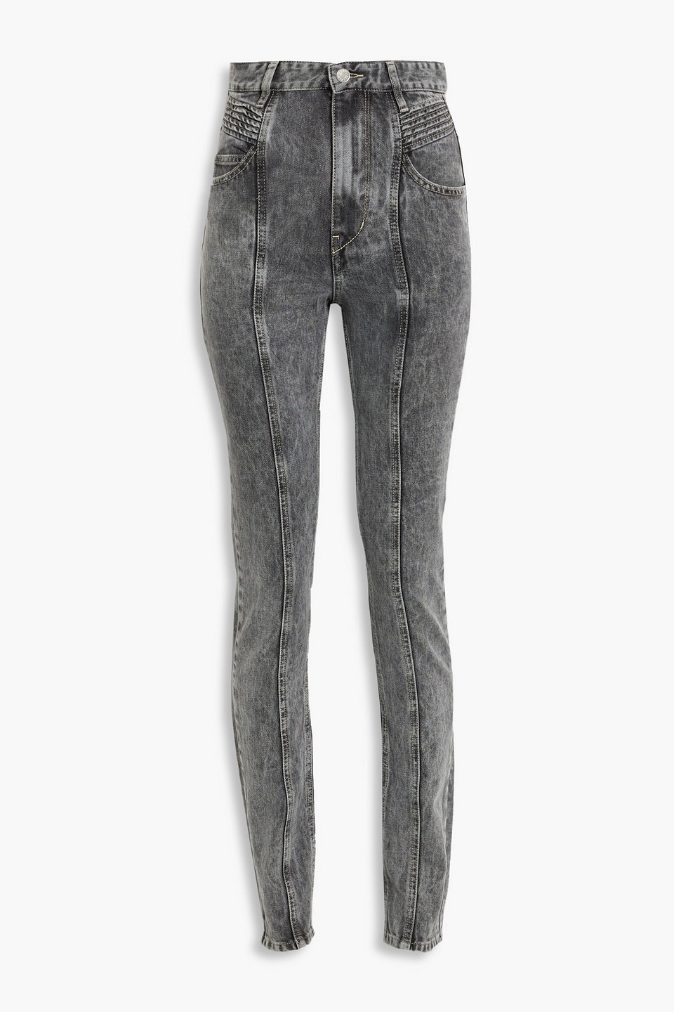 marant étoile - acid-wash high-rise skinny jeans - gray - fr 34