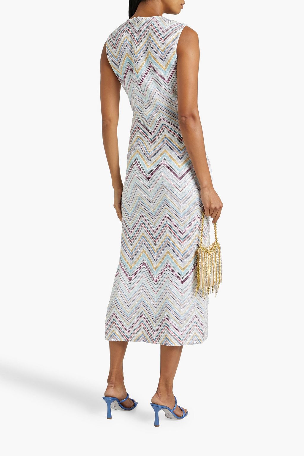 MISSONI 시퀸 장식 크로셰 니트 미디 드레스