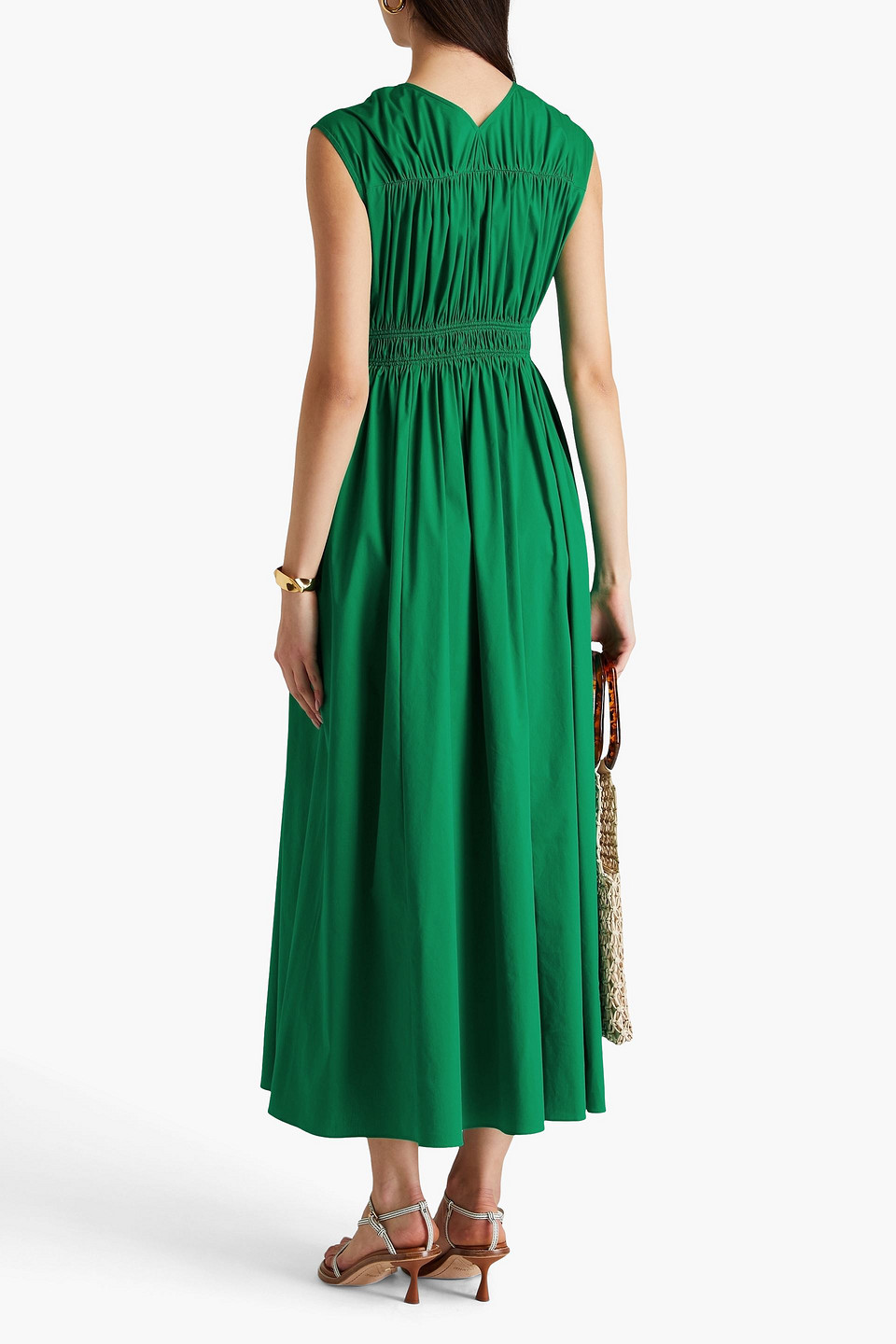 Diane Von Furstenberg Gillian Cotton-blend Poplin Midi Dress In Green