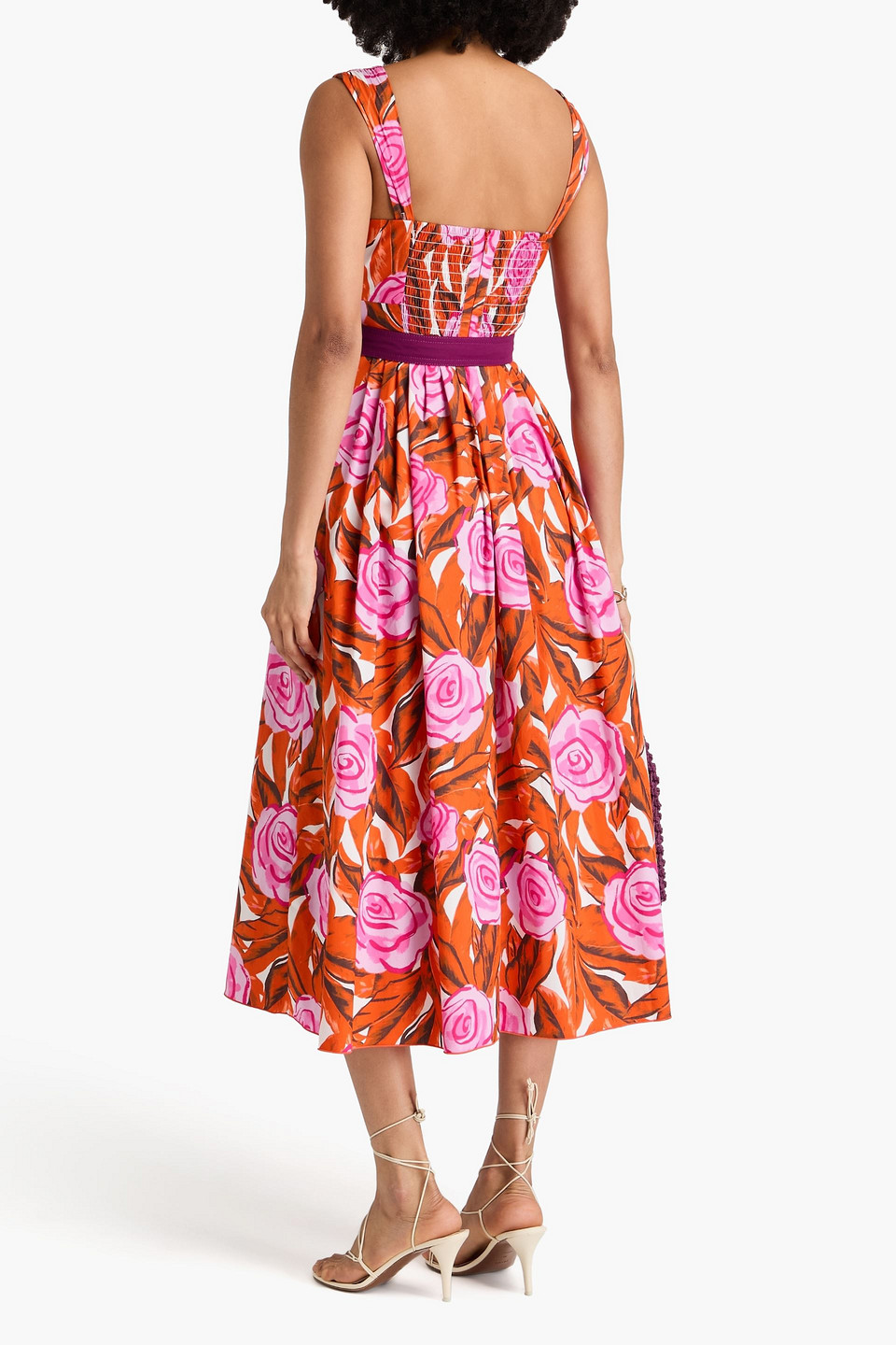Diane Von Furstenberg Artie Cotton-blend Midi Dress In Tomato Red