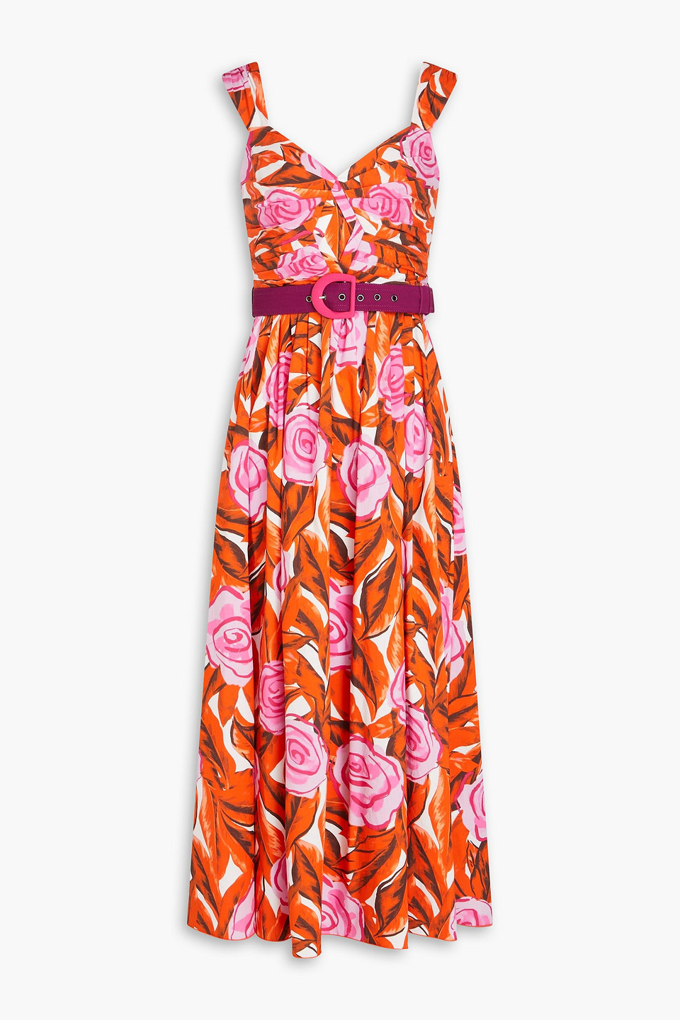 Diane Von Furstenberg Artie Cotton-blend Midi Dress In Tomato Red