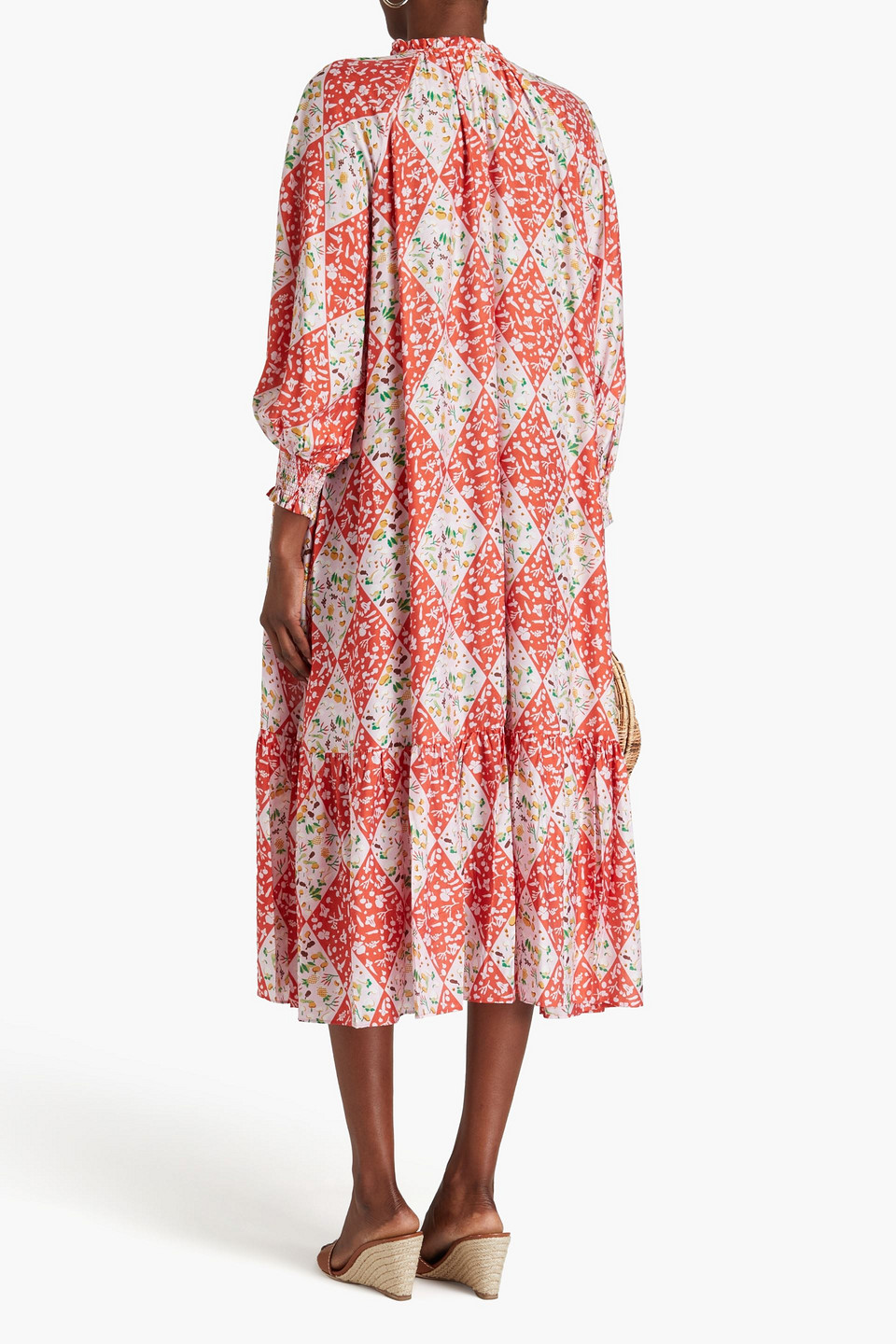 Diane Von Furstenberg Fortina Printed Voile Midi Dress In Coral