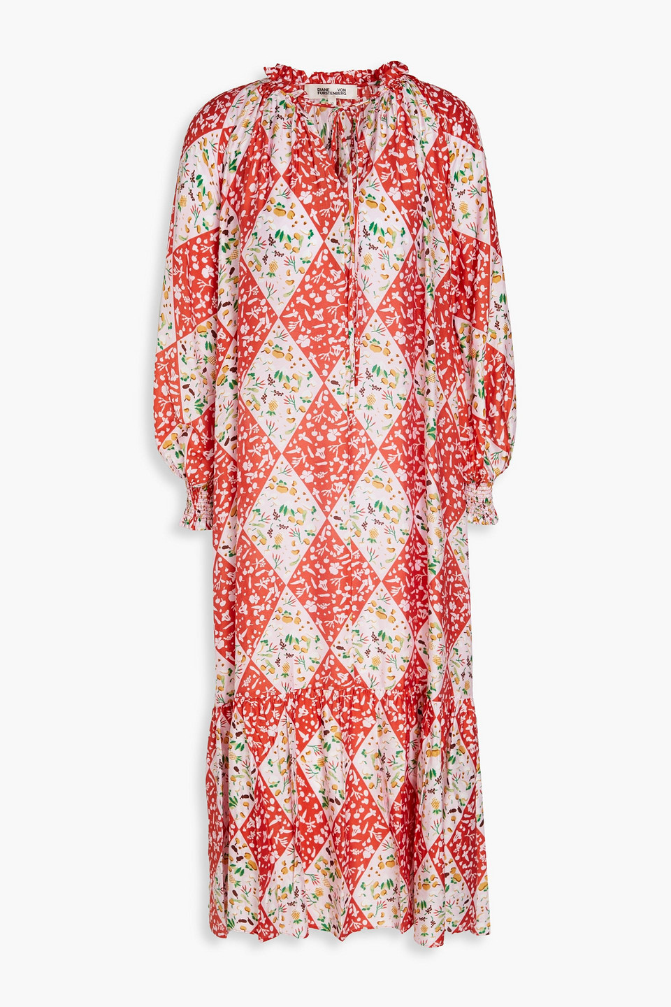 Diane Von Furstenberg Fortina Printed Voile Midi Dress In Coral