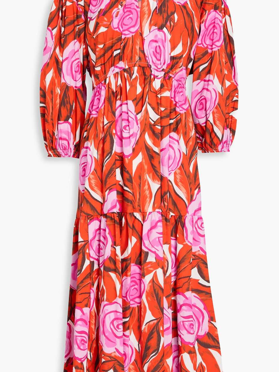artie floral-print cotton-blend poplin midi dress
