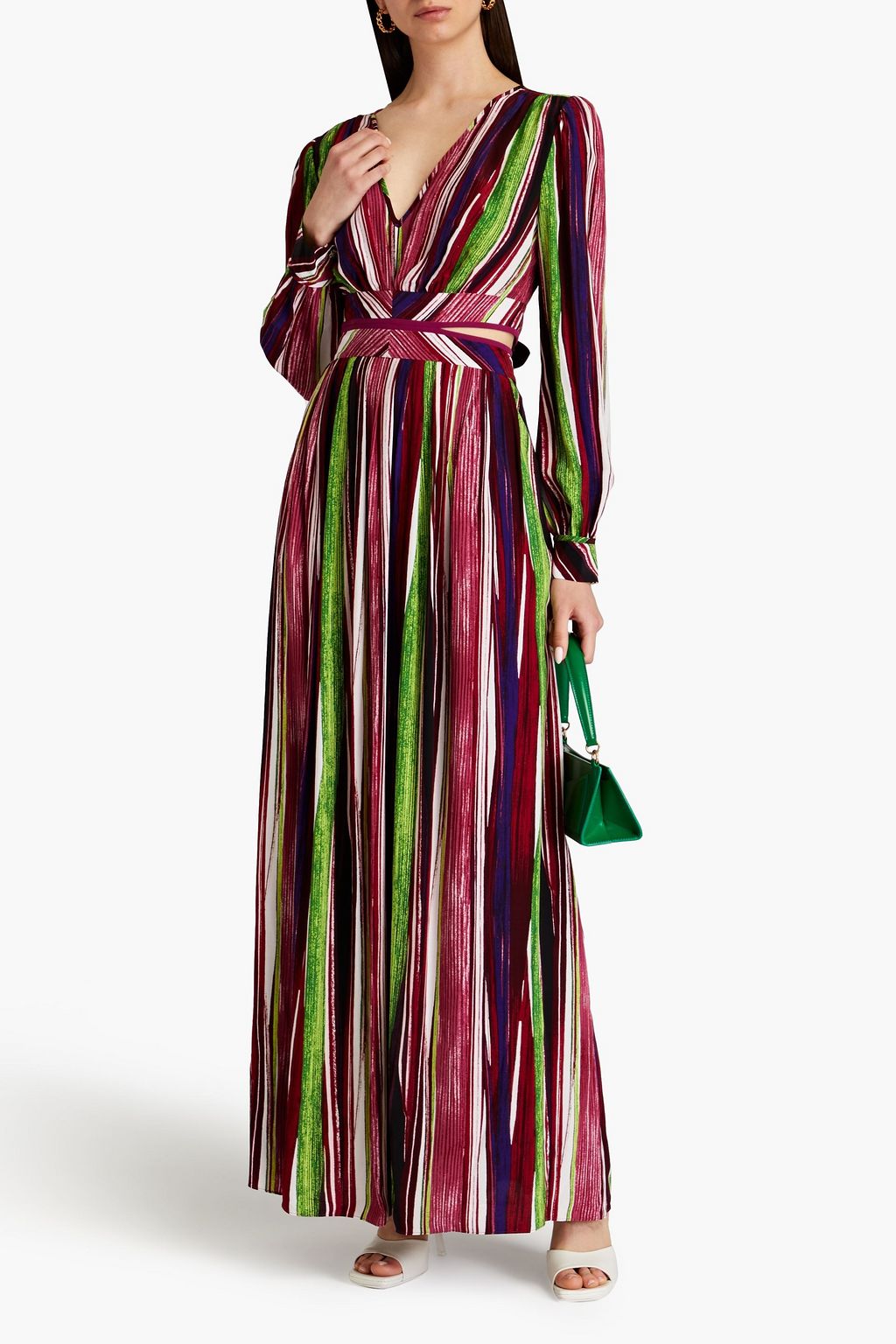 DIANE VON FURSTENBERG فستان "جينيفر" طويل من الكريب مزين بطبعات وفتحات