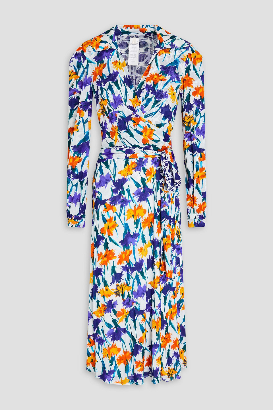 Phoenix floral-print mesh midi wrap dress