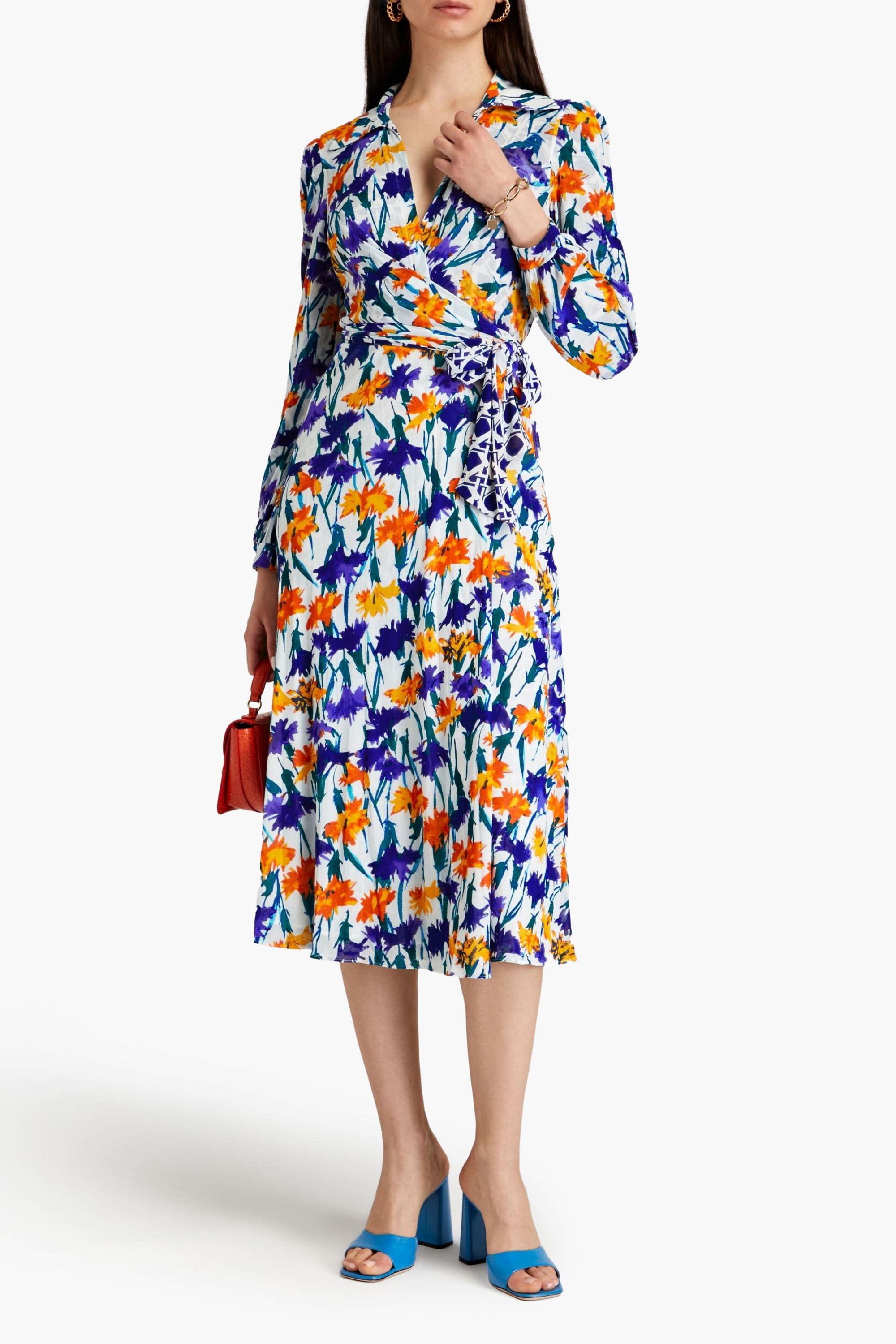 Diane von Furstenberg Phoenix floral-print mesh midi wrap dress