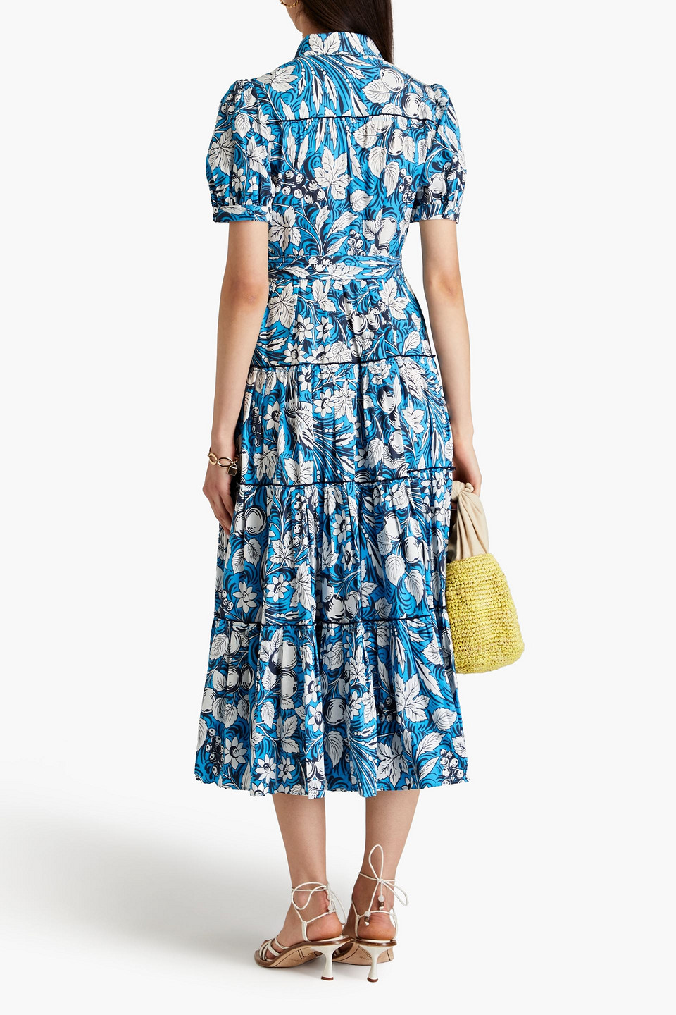 Diane Von Furstenberg Queena Tie Belt Stretch Cotton Midi Dress In Azure