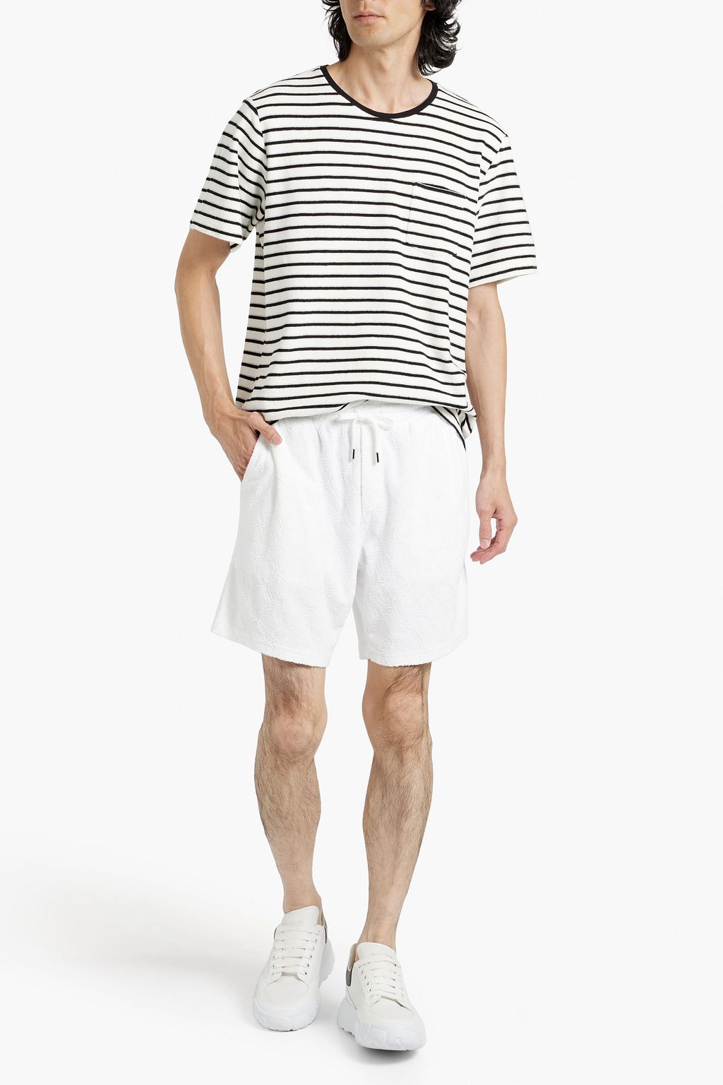FRESCOBOL CARIOCA Striped cotton-terry T-shirt
