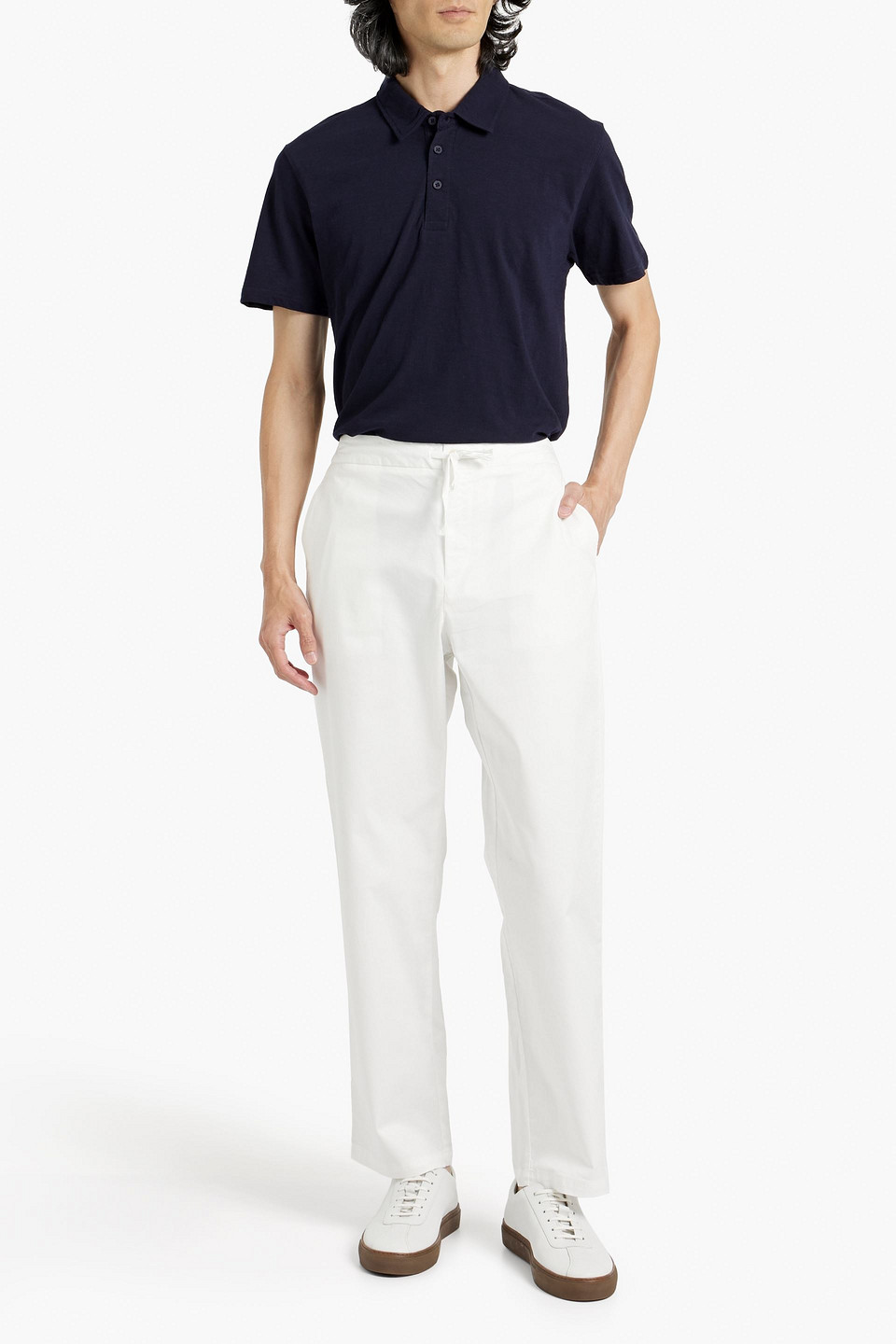 Frescobol Carioca Cotton-blend Twill Drawstring Pants In Off-white