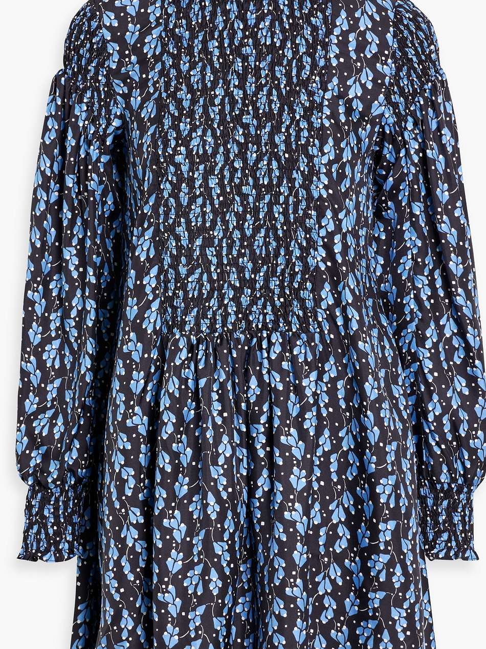 jack shirred floral-print silk-twill turtleneck mini dress