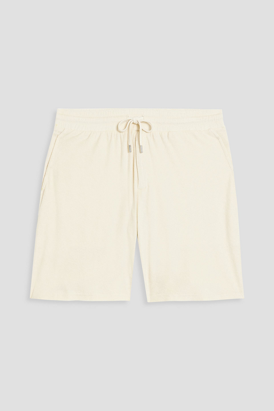 Frescobol Carioca Augusto Cotton, Lyocell And Linen-blend Terry Drawstring Shorts In Cream