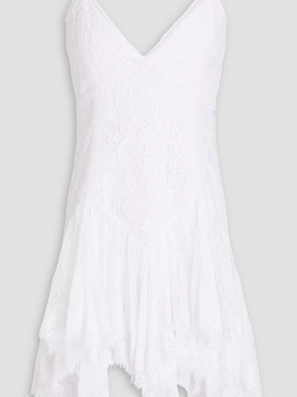 paneled lace mini dress
