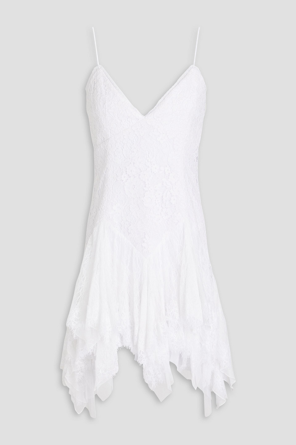 Alice And Olivia Corded And Chantilly Lace Mini Dress In White