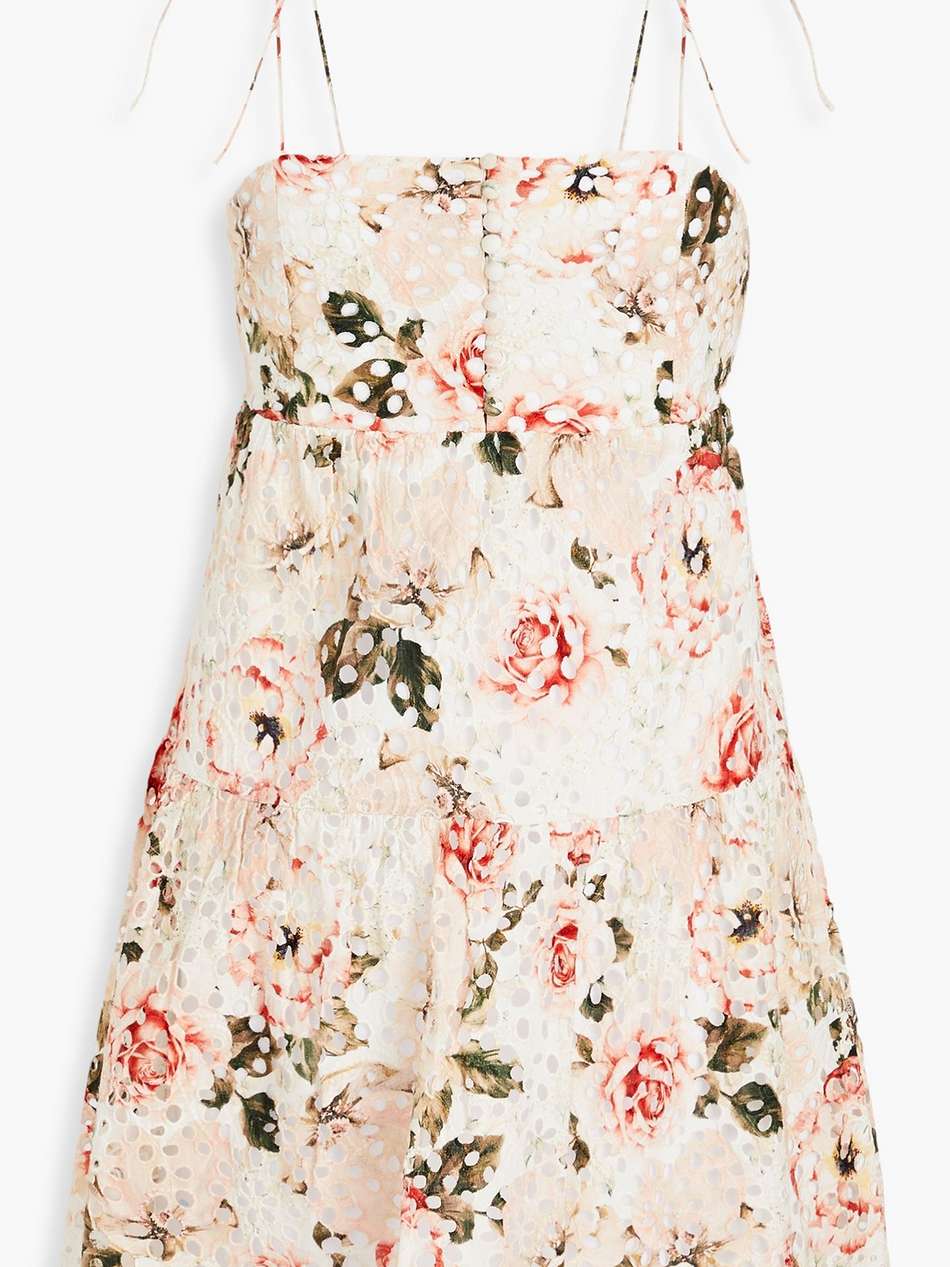 lorelle floral-print broderie anglaise cotton mini dress