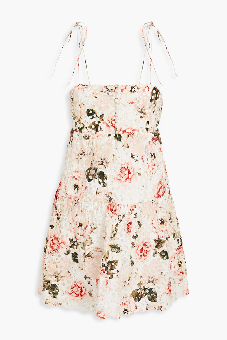 Alice And Olivia Floral-print Broderie Anglaise Cotton Mini Dress In Blush