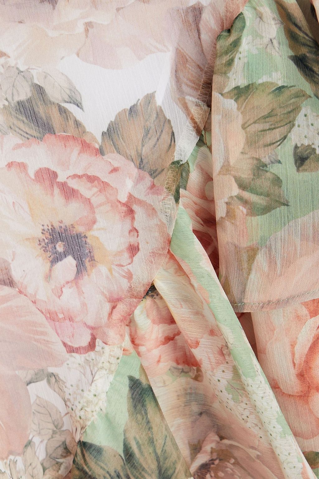 ALICE + OLIVIA تنورة مصنوعة من الكريبون بقصّة غير متماثلة مزينة بكشاكش وبطبعة الأزهار