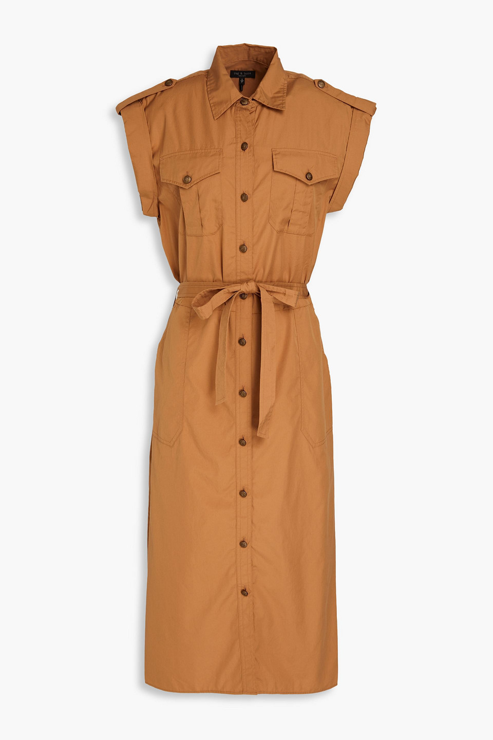 Rag & Bone Cotton-poplin Midi Shirt Dress In Brown