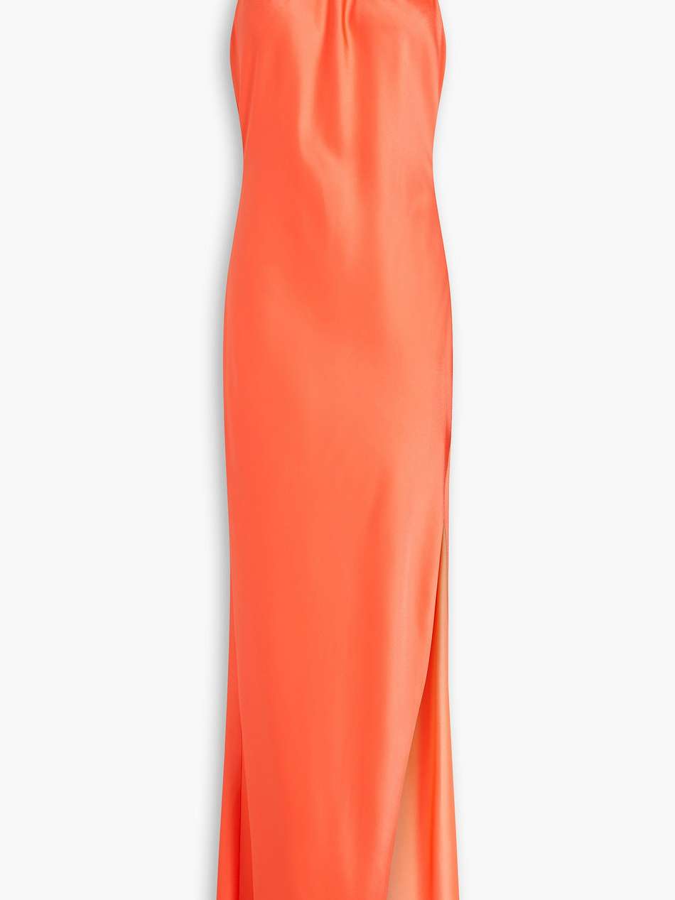 zumi draped satin halterneck gown