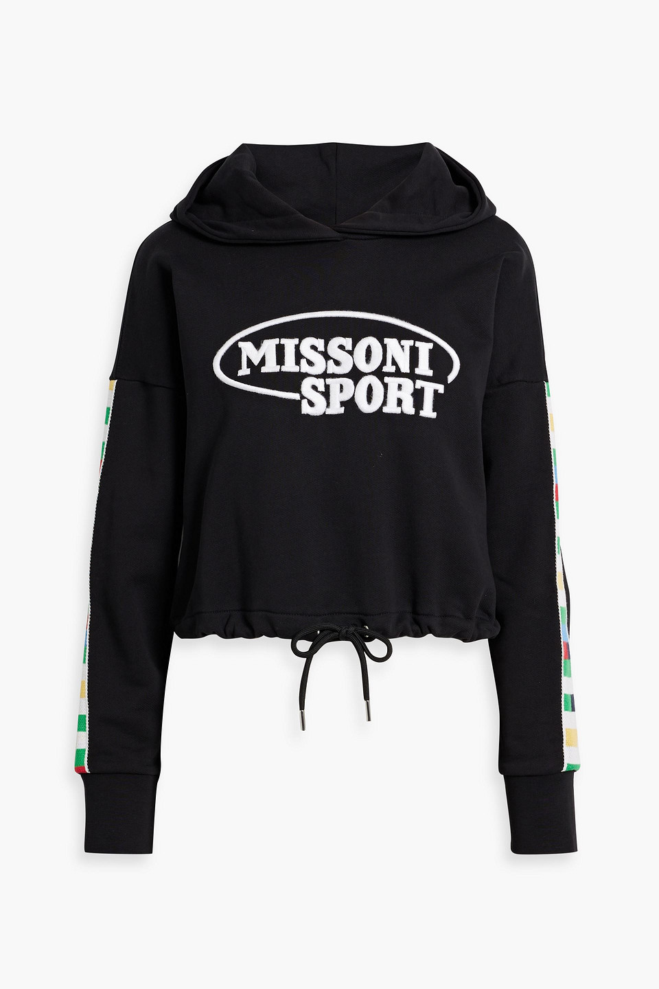 Embroidered French cotton-terry hoodie