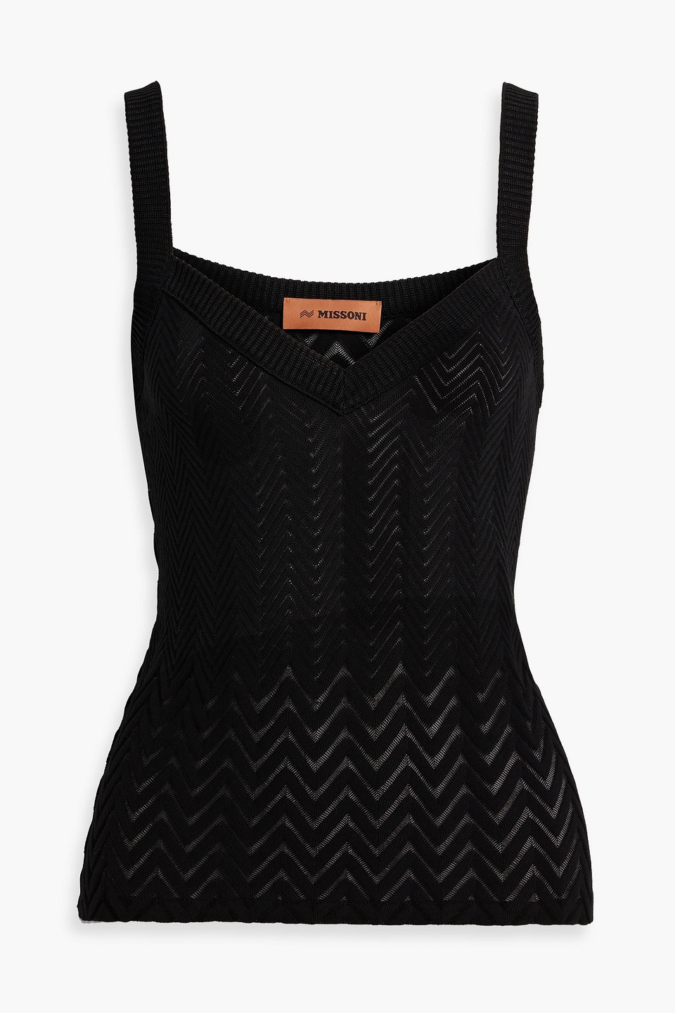 Shop Missoni Crochet-knit Cotton-blend Tank In Black