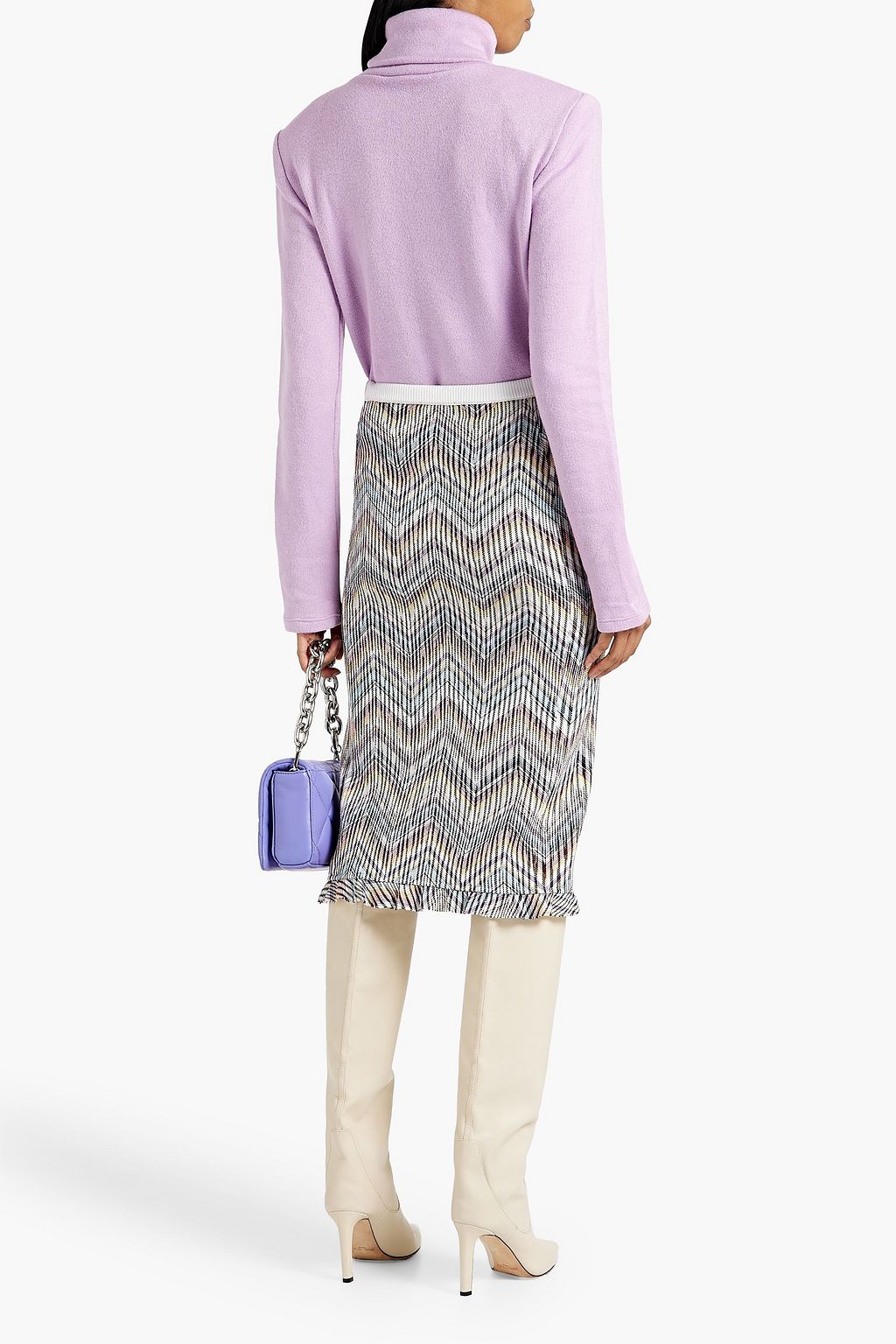MISSONI تنورة مصنوعة من مزيج من القطن بحبكة كروشيه مزينة بكشاكش