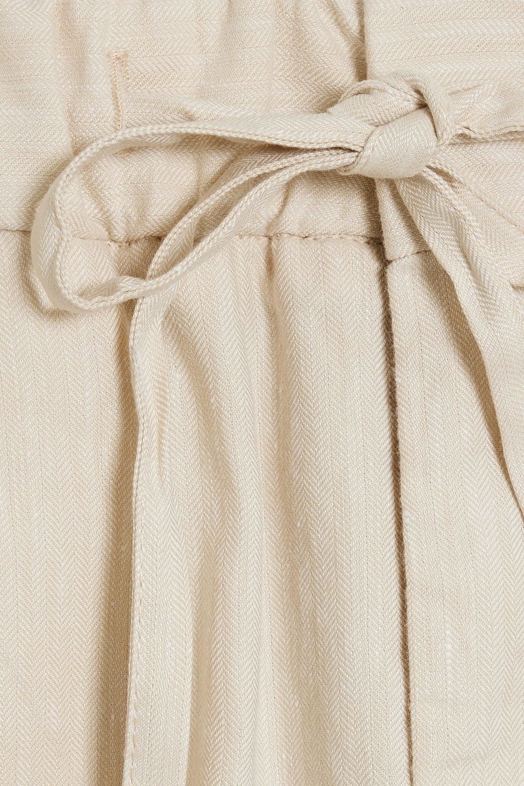 FRESCOBOL CARIOCA Herringbone linen and cotton-blend drawstring shorts