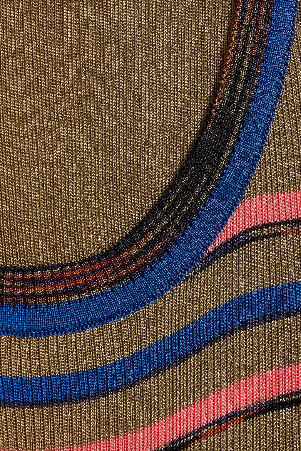 MISSONI Space-dyed striped crochet-knit tank