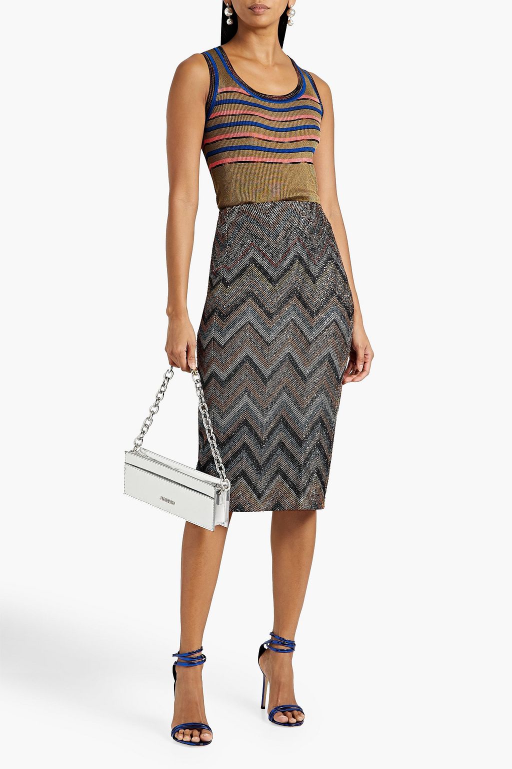 MISSONI Space-dyed striped crochet-knit tank