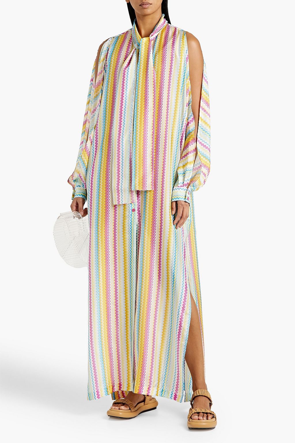 MISSONI Cutout printed silk crepe de chine maxi dress
