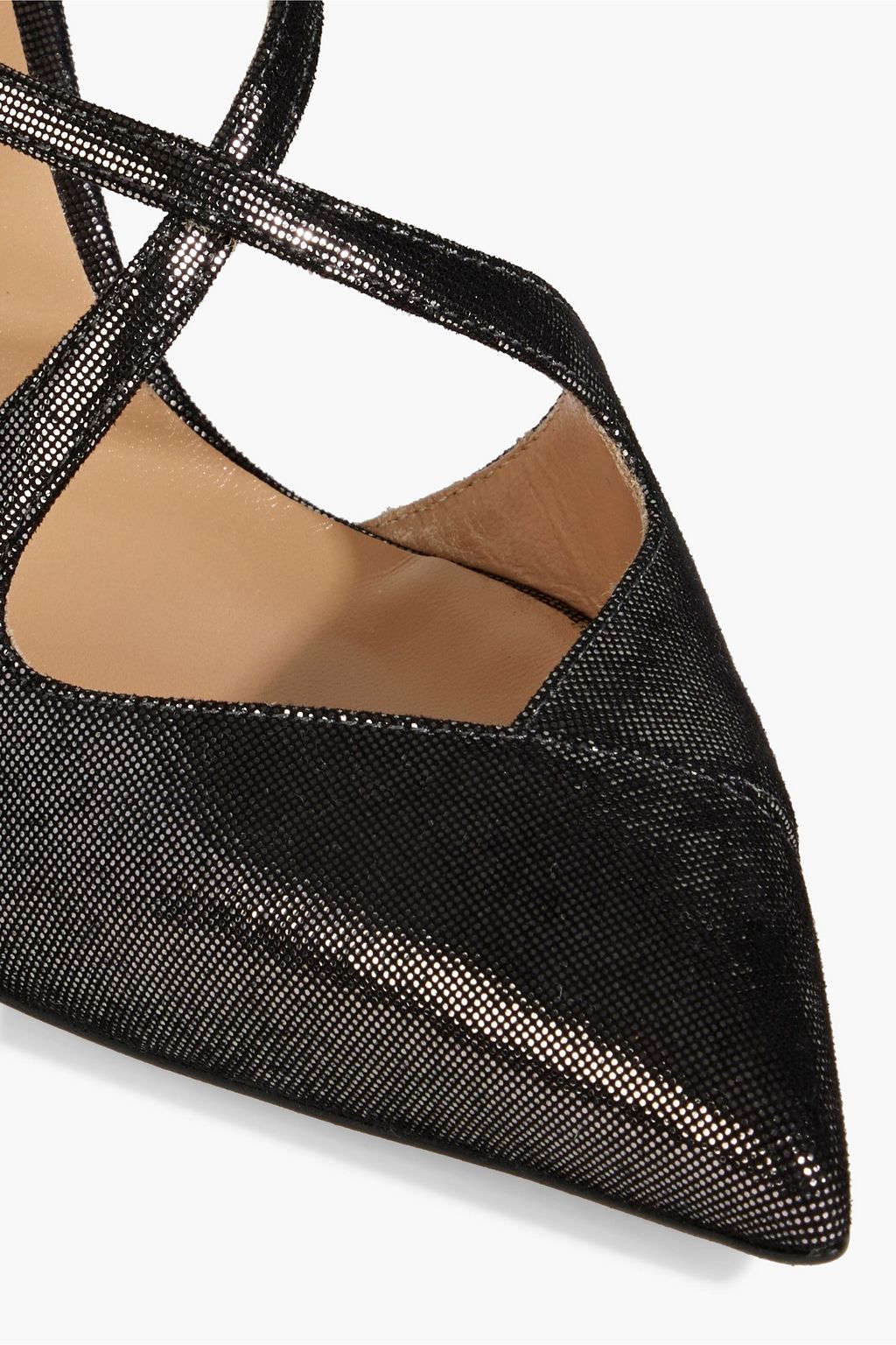 SERGIO ROSSI Bon Ton 075 metallic suede slingback pumps