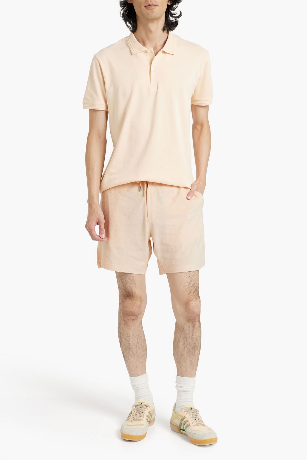 FRESCOBOL CARIOCA Augusto cotton, Lyocell and linen-blend terry drawstring shorts