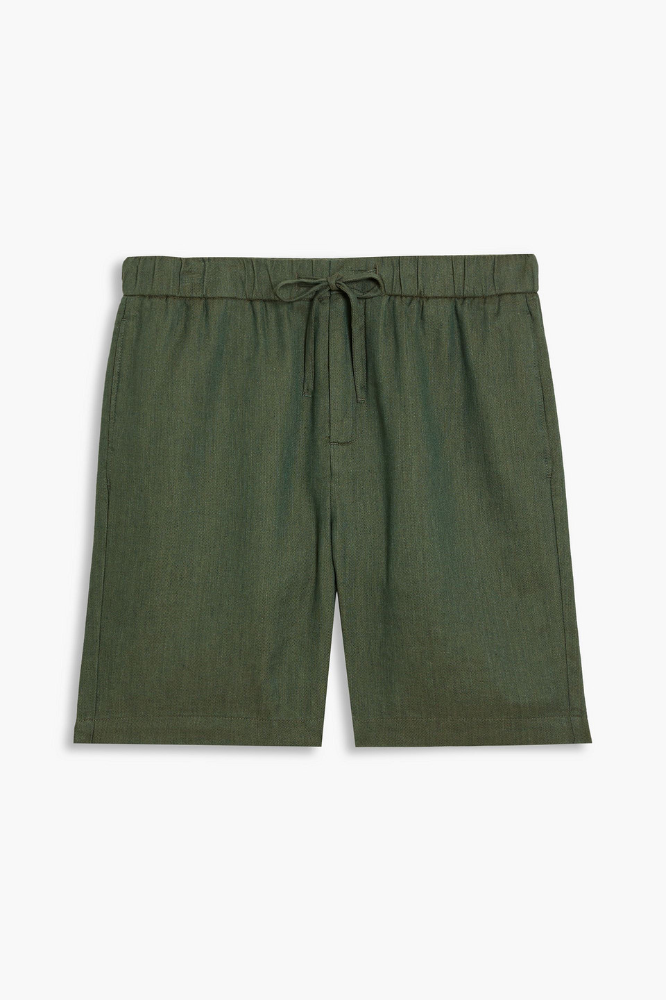 Frescobol Carioca Felipe Linen And Cotton-blend Drawstring Shorts In Army Green