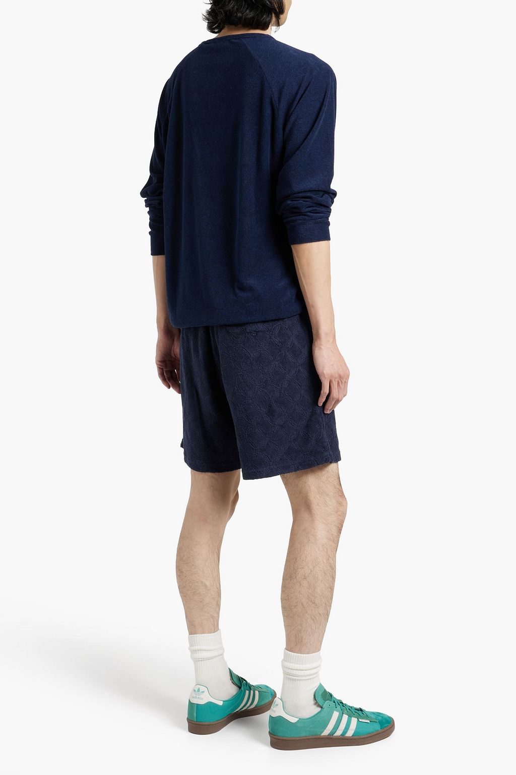 FRESCOBOL CARIOCA Augusto cotton-terry jacquard drawstring shorts