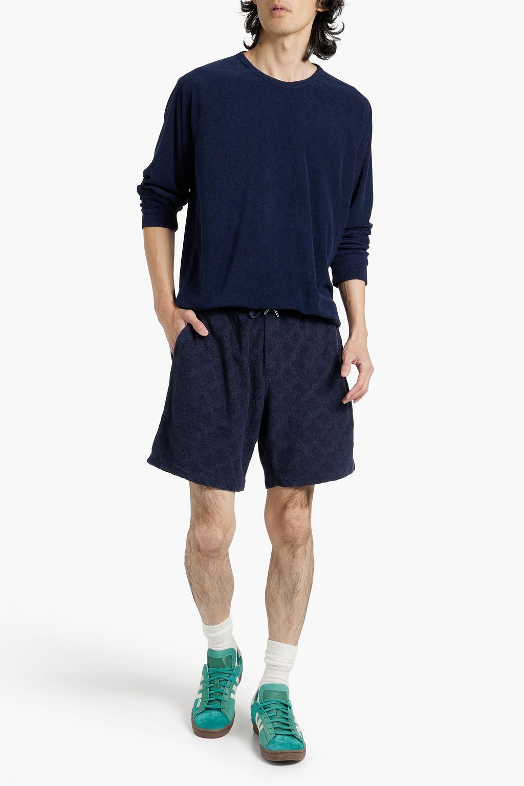 FRESCOBOL CARIOCA Augusto cotton-terry jacquard drawstring shorts