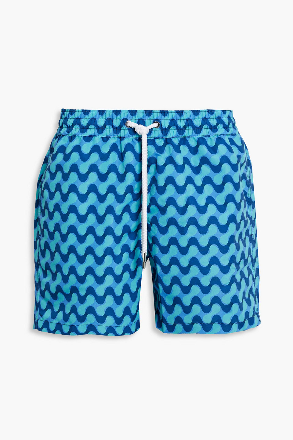 Frescobol Carioca Straight-leg Short-length Printed Swim Shorts In Turquoise