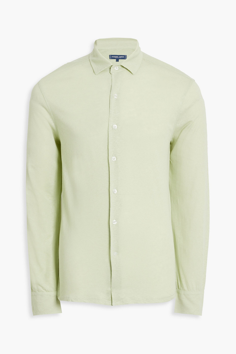 Frescobol Carioca Antonio Cotton And Linen-blend Jersey Shirt In Light Green