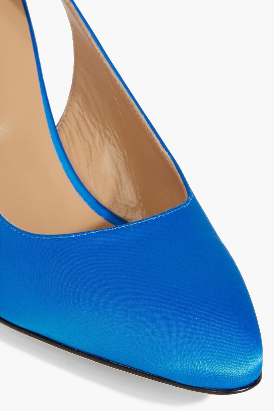 Shop Sergio Rossi Chichi Satin Slingback Pumps In Azure