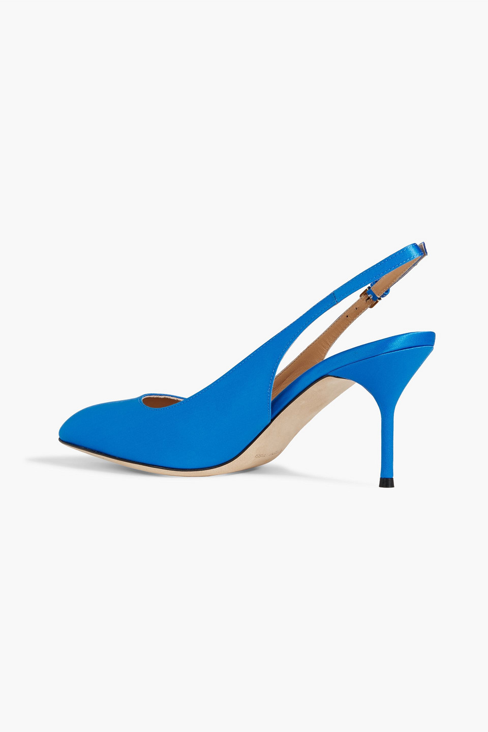 Shop Sergio Rossi Chichi Satin Slingback Pumps In Azure