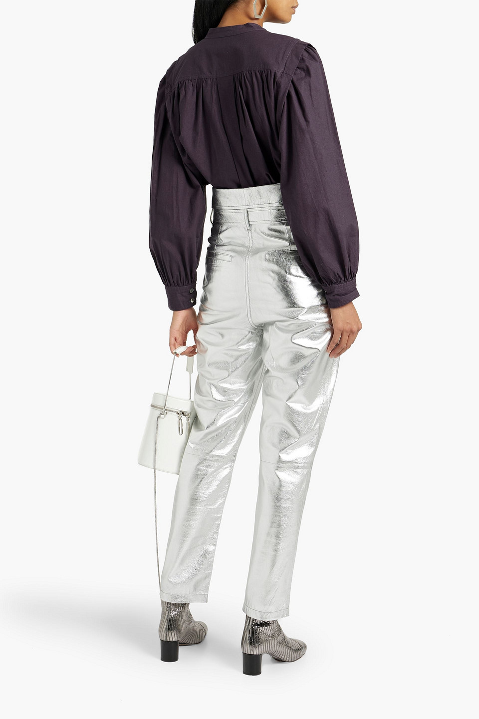 Isabel Marant Étoile Okina Pintucked Cotton-voile Blouse In Dark Purple