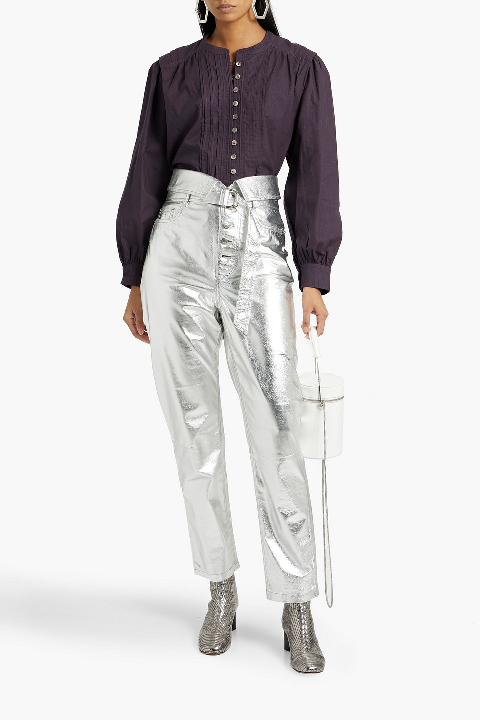 Shop Isabel Marant Étoile Okina Pintucked Cotton-voile Blouse In Dark Purple