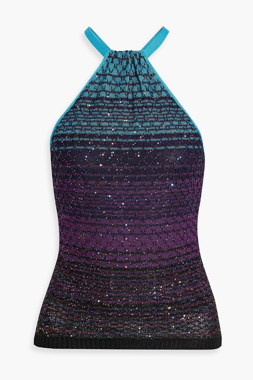 Sequin-embellished crochet-knit tank