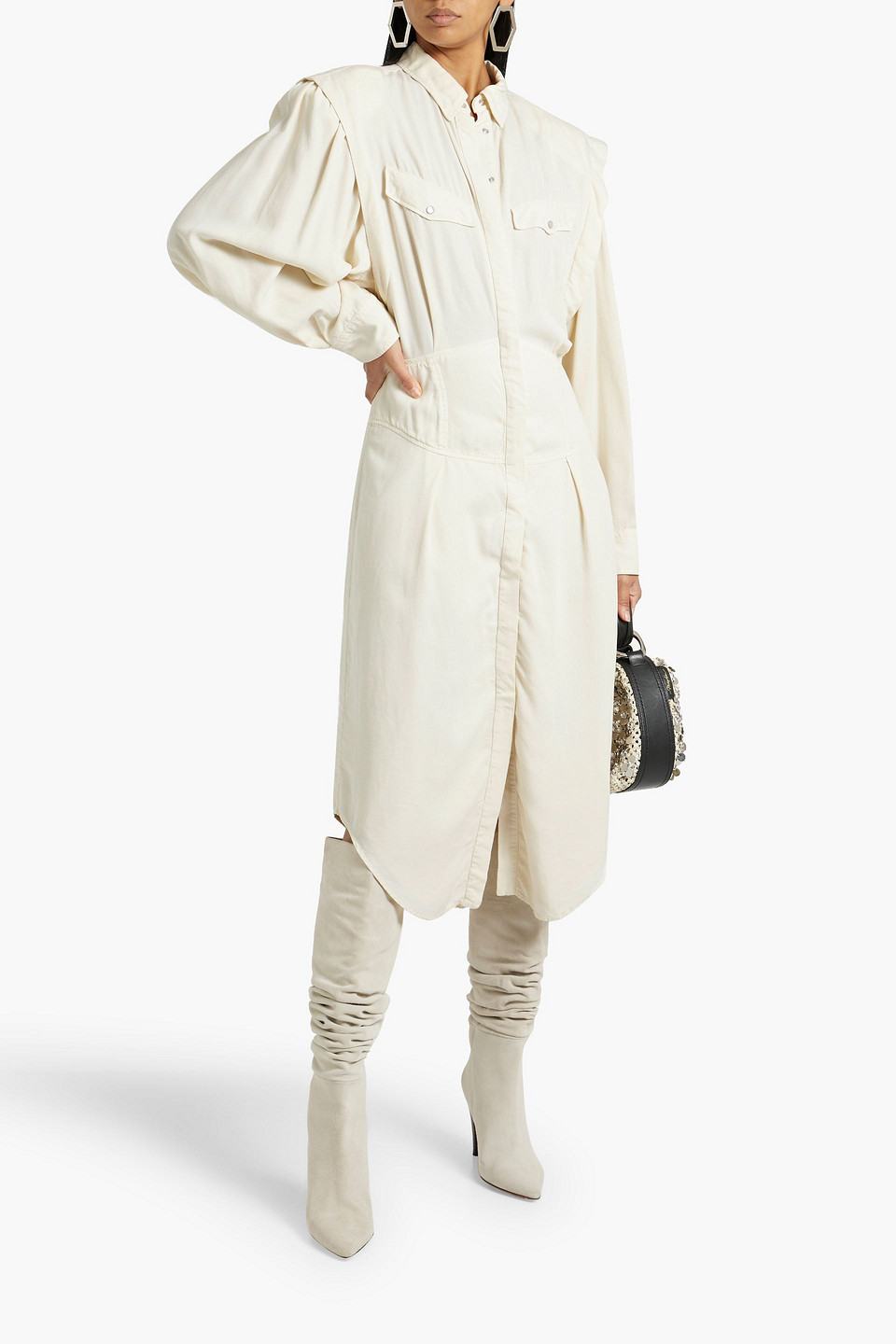 ISABEL MARANT NAVEEN LYOCELL-TWILL MIDI SHIRT DRESS