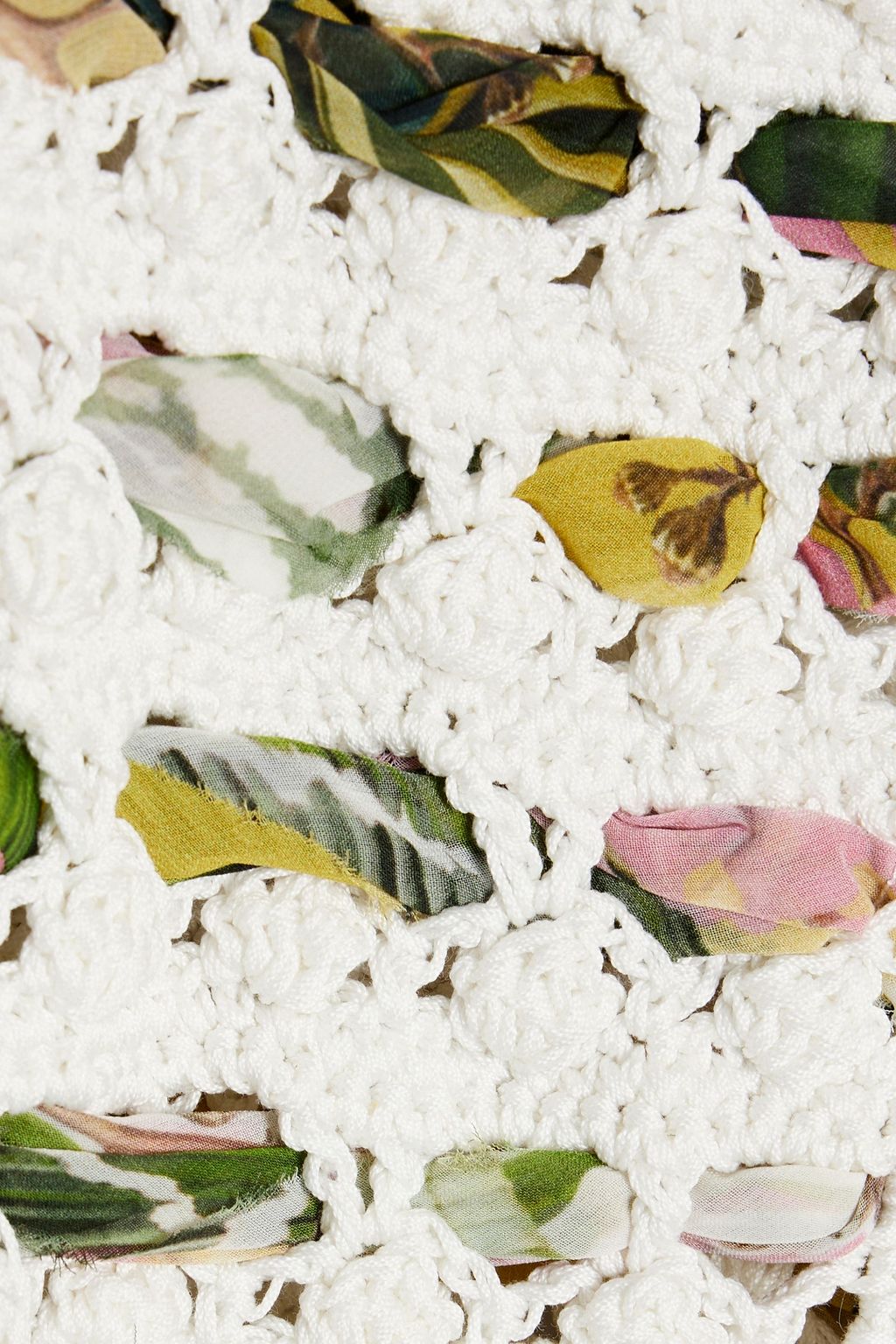 OSCAR DE LA RENTA Tasseled crocheted cotton and chiffon jacket