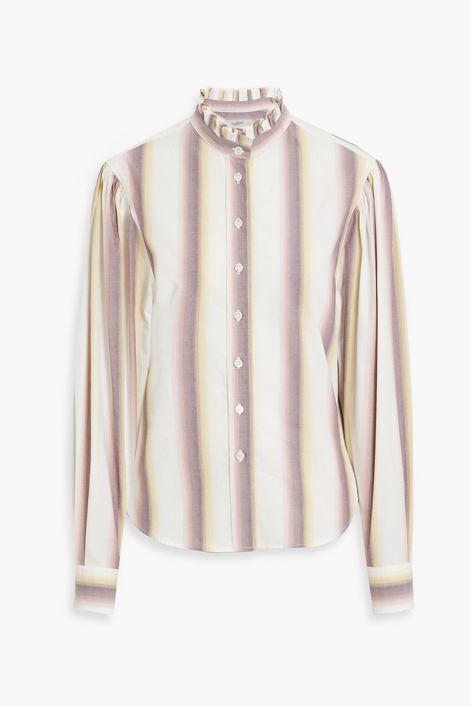 Marant Etoile Jancis Ruffled Striped Cotton Shirt In Lilac