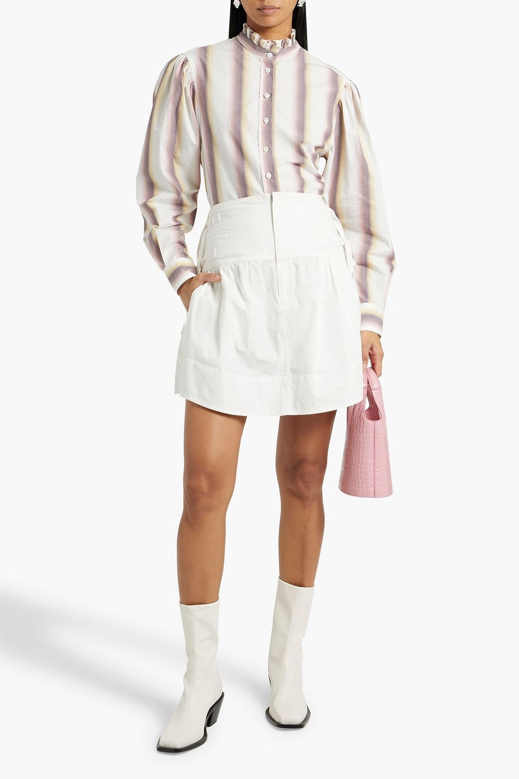 MARANT ÉTOILE Jancis ruffled striped cotton shirt