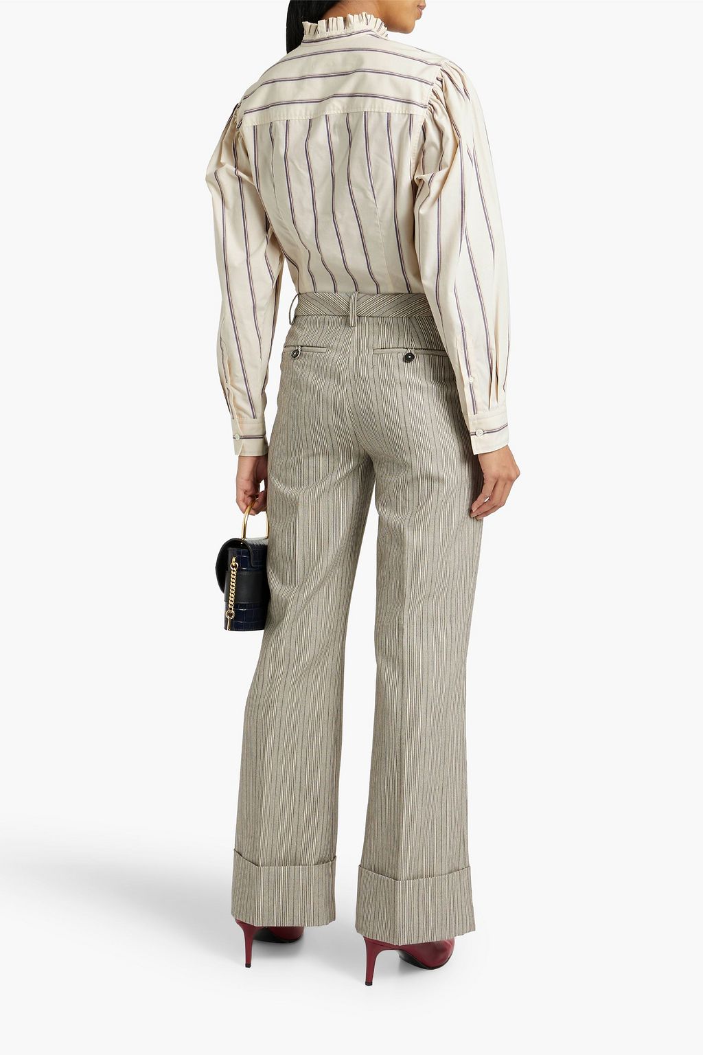 MARANT ÉTOILE Jancis ruffled striped cotton shirt